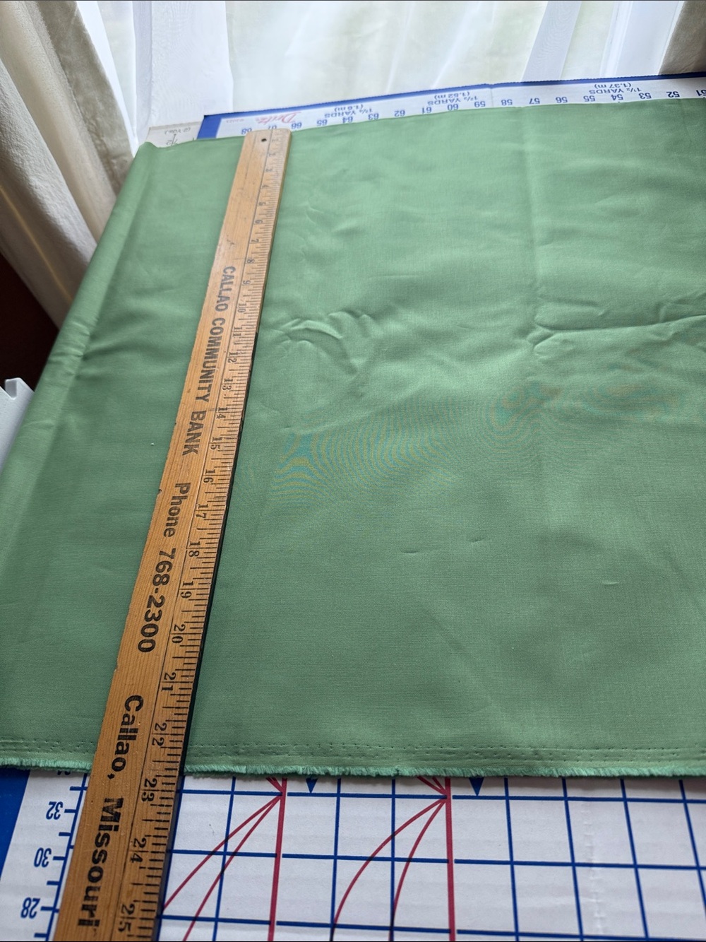 Vintage 1970s Avocado Green Cotton Blend Fabric 2+ Yards x 44” Solid Sturdy - Picture 8 of 11